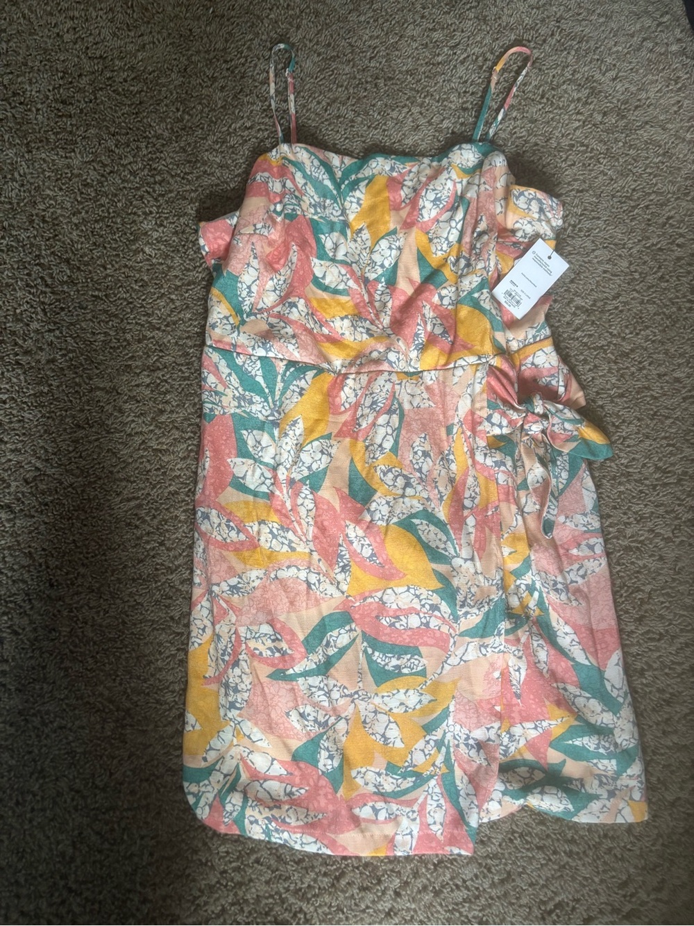 Nine West Girls Leaf-Print Mini Dress - Pink, Yellow & Teal